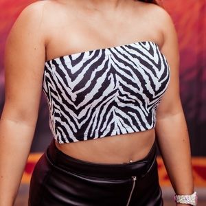 Zebra print cropped tube tube top